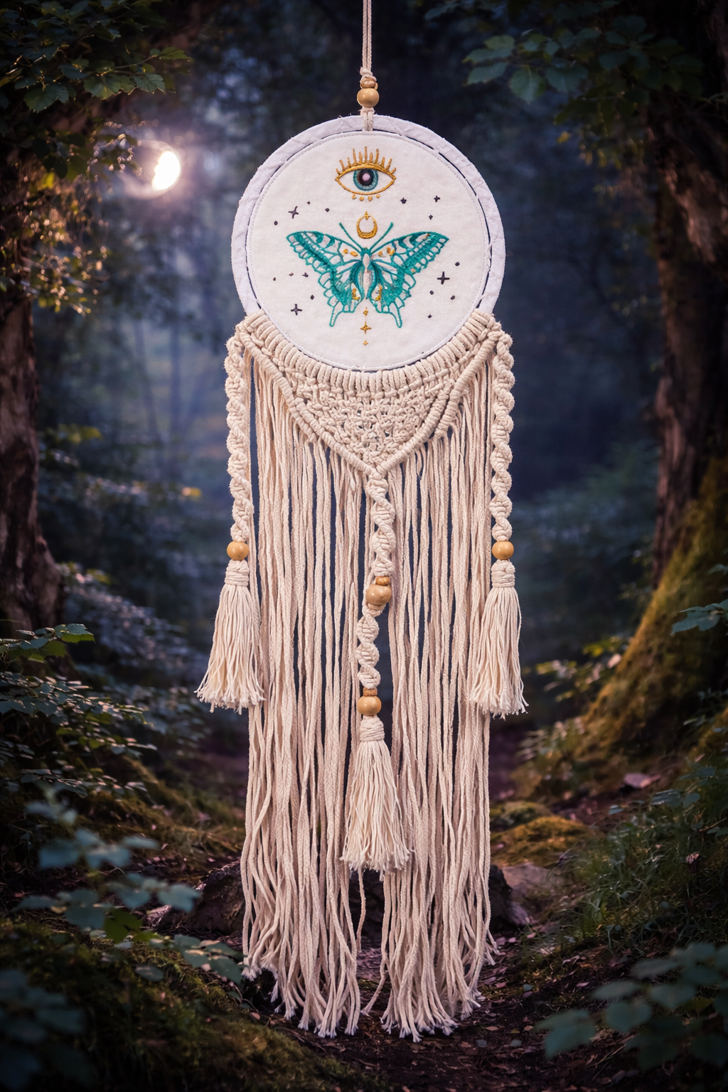 Embroidered Moth Macramé Décor – BrOoMsTiXs & MoRe